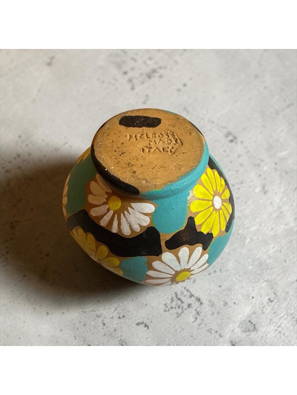 Melrose Made In Italy Hand Thrown Floral Art Pottery Clay Vase Planter 6" Diam - Picture 3 of 4